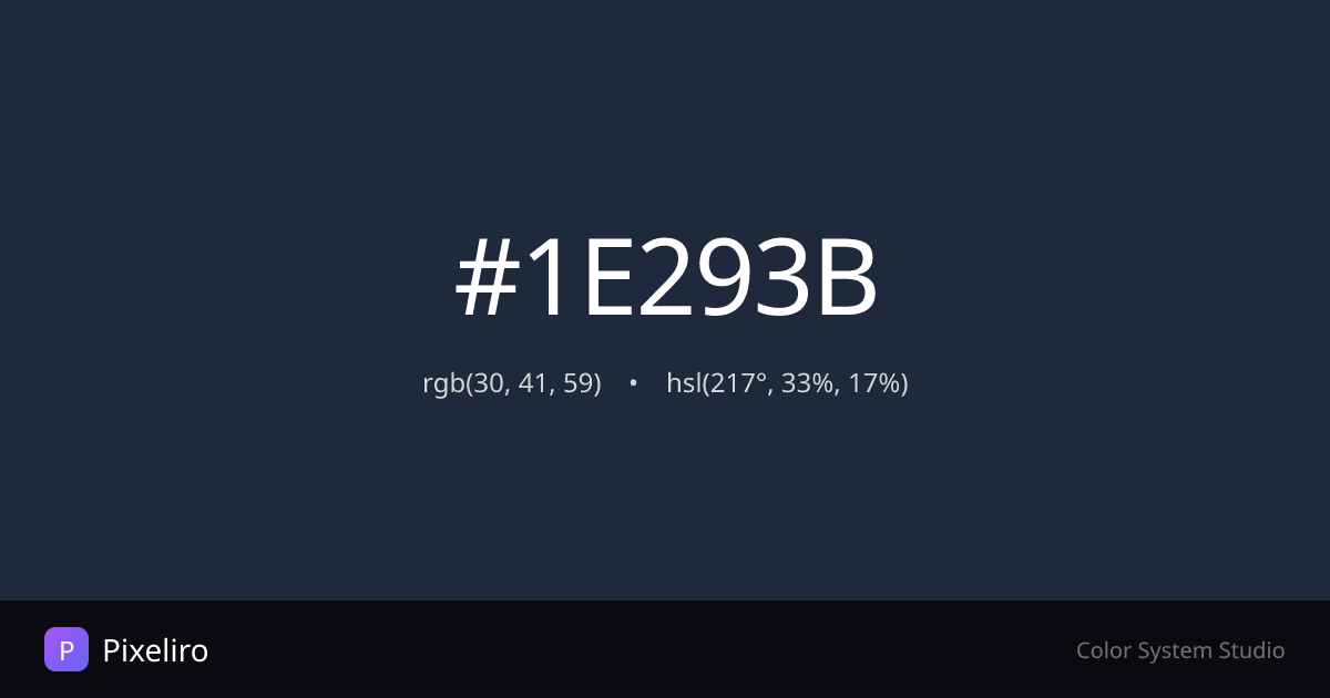 #1E293B Color - HEX, RGB, HSL Codes & Palettes