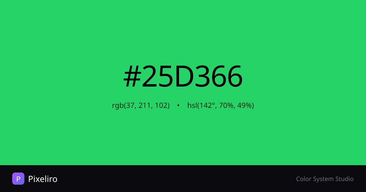 #25D366 Color - HEX, RGB, HSL Codes & Palettes