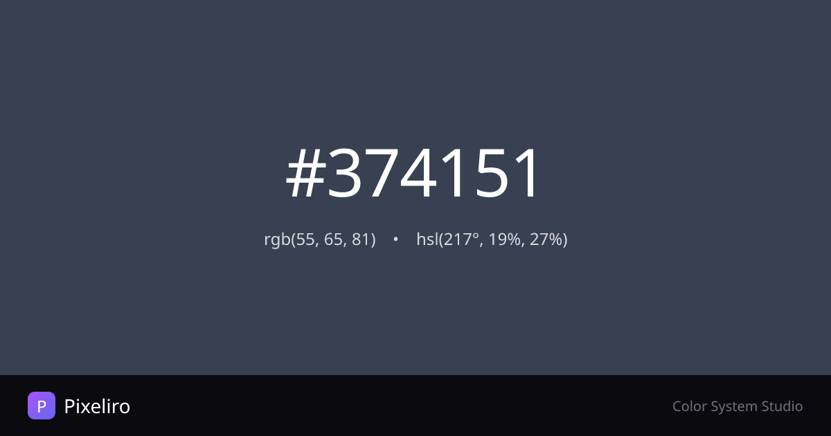 #374151 Color - HEX, RGB, HSL Codes & Palettes