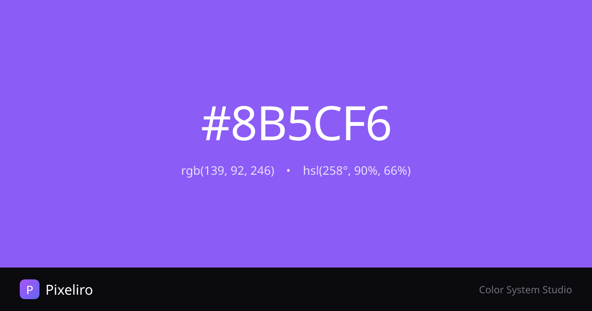 #8B5CF6 Color - HEX, RGB, HSL Codes & Palettes