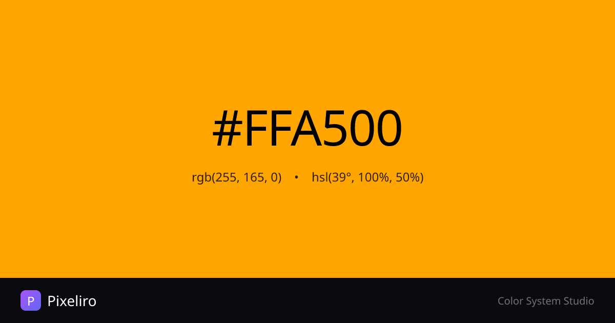 #FFA500 Color - HEX, RGB, HSL Codes & Palettes