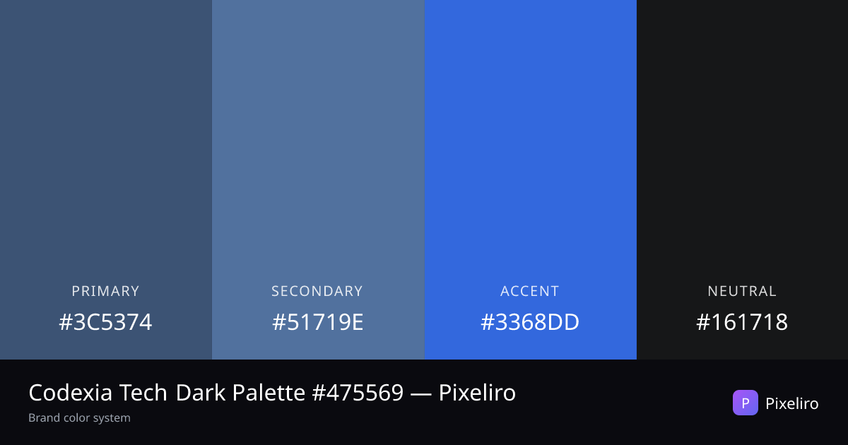 Codexia Tech Dark Palette #475569 — Pixeliro · Design Tokens — Pixeliro