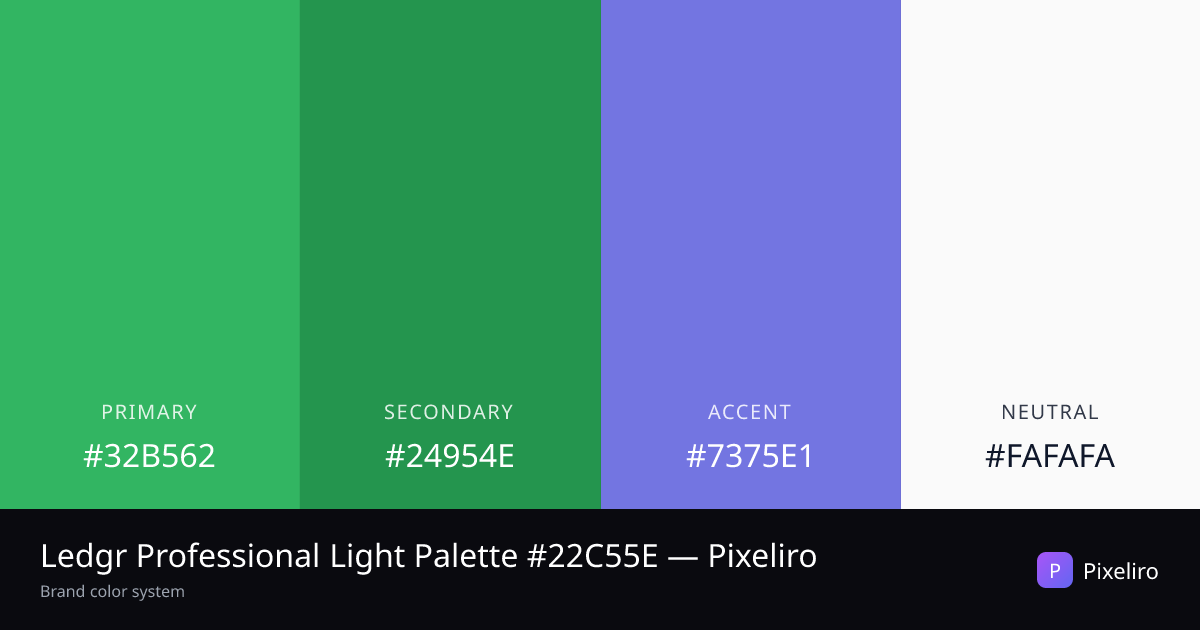 Ledgr Professional Light Palette #22C55E — Pixeliro · Typography — Pixeliro