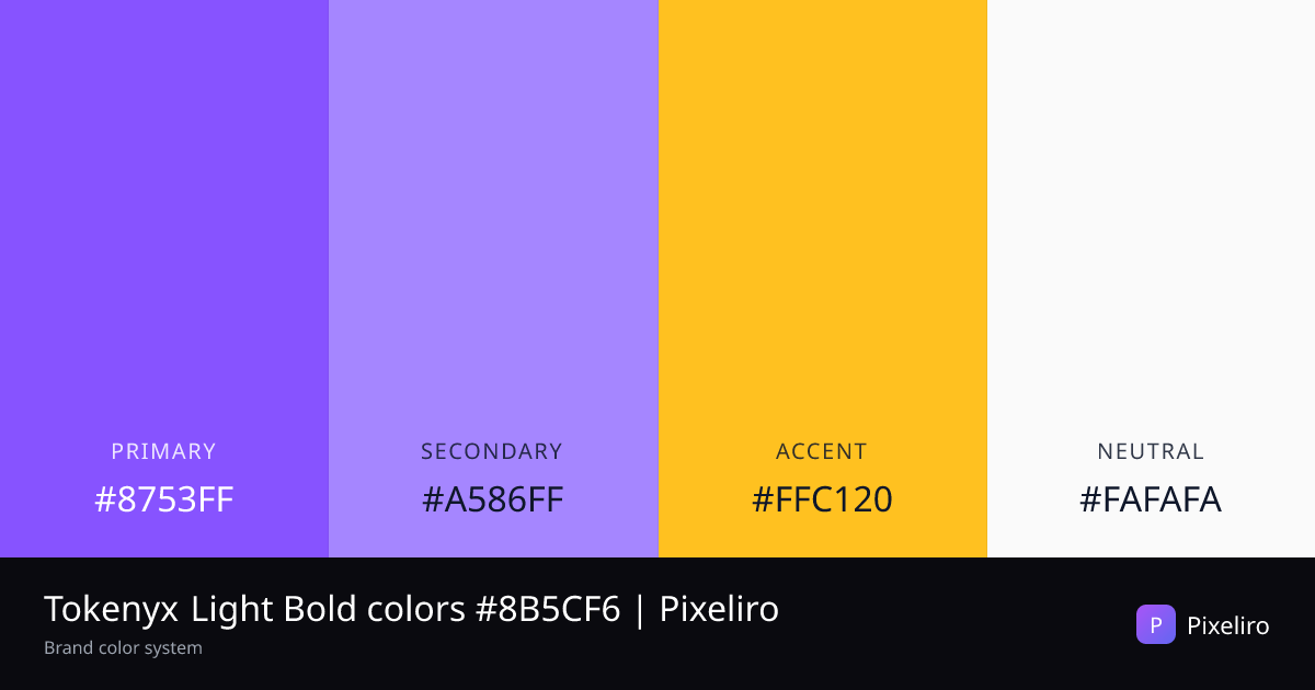 Tokenyx Light Bold colors #8B5CF6 | Pixeliro · Usage Guide — Pixeliro