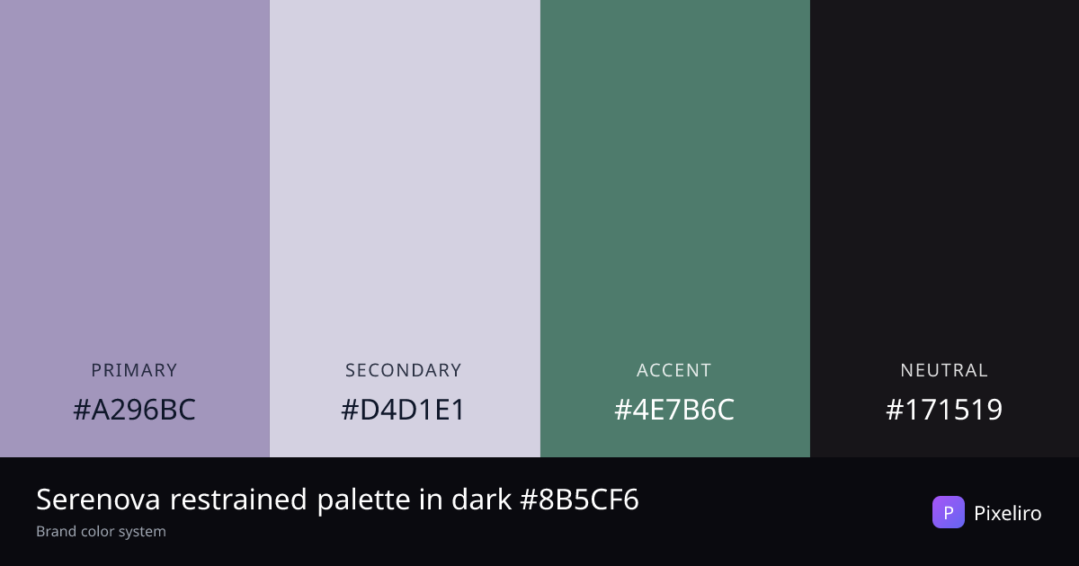Serenova restrained palette in dark #8B5CF6 — Pixeliro
